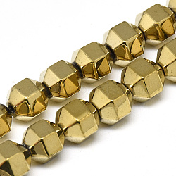 Electroplate Non-magnetic Synthetic Hematite Beads Strands, Lantern, Light Gold Plated, 7.5x8x7mm, Hole: 1mm, about 51pcs/strand, 15.7 inch(G-T061-31B)