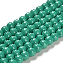 Painted Glass Bead Strands, Baking Paint, Round, Light Sea Green, 8mm, Hole: 1.3~1.6mm, about 100pcs/strand, 31.4 inch(DGLA-S071-8mm-B31)