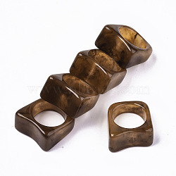 Resin Finger Rings, Imitation Gemstone, Saddle Brown, US Size 6 3/4(17.1mm)(X-RJEW-N033-010-B03)