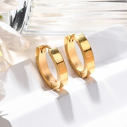 304 Stainless Steel Polishing effect Hoop Earrings, Ion Plating(IP), Golden, 16x3mm(EJEW-M001-15G)