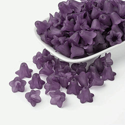 Indigo Frosted Transparent Acrylic Flower Beads, 17.5x12mm, Hole: 1.5mm(X-PLF018-16)