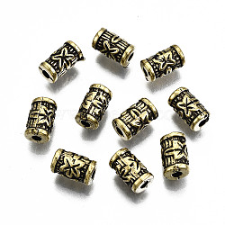 CCB Plastic Beads, Column with Flower, Antique Golden, 8x5x4.5mm, Hole: 2mm, about 4300pcs/500g(CCB-T011-78AG)