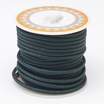 Braided Polyester Cords, Round, Dark Green, 3mm, about 8.74 yards(8m)/roll