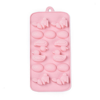 Food Grade Silicone Molds, Fondant Molds, For DIY Cake Decoration, Chocolate, Candy, UV Resin & Epoxy Resin Jewelry Making, Mixed Shapes, Pink, 226x106x16.5mm