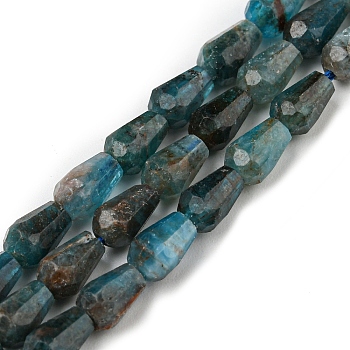 Natural Apatite Beads Strands, Faceted, Teardrop, 5.5~8.3x4.1~4.35mm, Hole: 0.5mm, about 30pcs/strand, 7.48 inch(19cm)