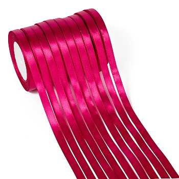 Single Face Satin Ribbon, Polyester Ribbon, Hot Pink, 3/8 inch(10mm), about 25yards/roll(22.86m/roll), 10rolls/group, 250yards/group(228.6m/group)