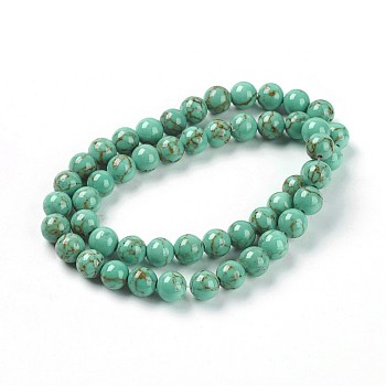 Synthetic Turquoise Beads, Dyed, Round, Dark Turquoise, Size: about 8mm in diameter, hole: 1mm, 50pcs/strand, 16 inch