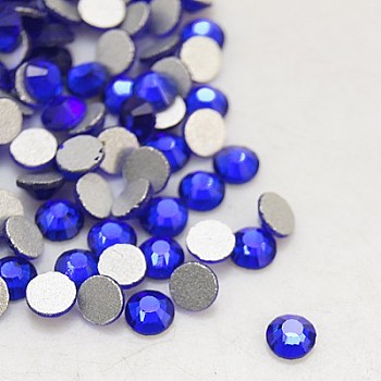 Glass Flat Back Rhinestone, Grade A, Back Plated, Faceted, Half Round, Cobalt, SS10, 2.7~2.8mm, 1440pcs/bag