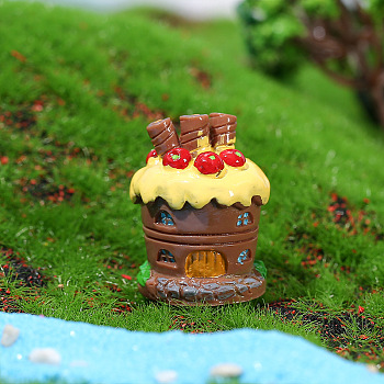 Resin Miniature Mini Cake House, Home Micro Landscape Decorations, for Fairy Garden Dollhouse Accessories Pretending Prop Decorations, Coconut Brown, 24x30mm
