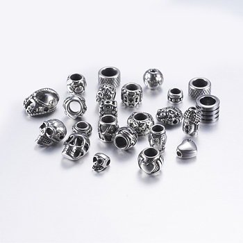 304 Stainless Steel Beads, Mixed Shapes, Mixed Color, 3.5~16x6~11.5x3.5~10.5mm, Hole: 2~7mm