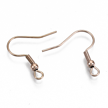 304 Stainless Steel Earring Hooks, Ear Wire, with Horizontal Loop, Cadmium Free & Nickel Free & Lead Free, Rose Gold, 20~22x22mm, Hole: 2mm, Pin: 0.7mm