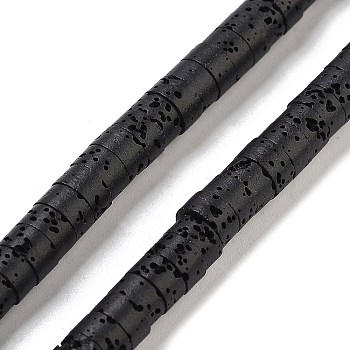 Natural Lava Rock Dyed Beads Strands, Disc, Heishi Beads, Black, 6x3~3.5mm, Hole: 1.5mm, about 114pcs/strand, 14.96''(38cm)