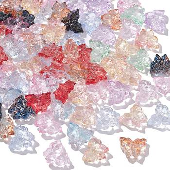 100Pcs Transparent Glass Beads, Butterfly, Mixed Color, 12x15x6mm, Hole: 1mm