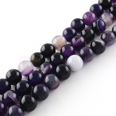 4mm Indigo Round Striped Agate Beads