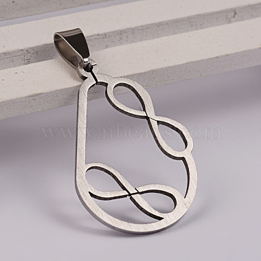 Drop with Infinity 201 Stainless Steel Pendants(X-STAS-D130-12)-2