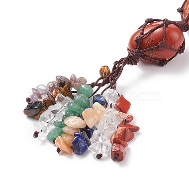 Chakra Natural Mixed Gemstone Woven Pendant Decorations(HJEW-JM00660)-3