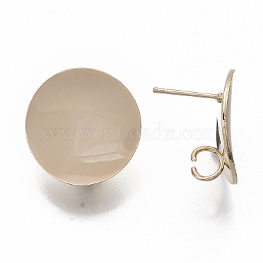 Light Gold Plated Iron Stud Earring Findings(IFIN-T014-01-NR)-4