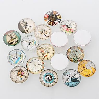 Часы напечатаны стеклянные кабошоны(GGLA-A002-25mm-YY)-2