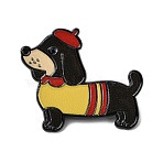 Dachshund Enamel Pins, Black Alloy Lapel Pin Backs for Backpack Clothes, Black, Yellow, 33.5x28mm(JEWB-D310-03EB-01)