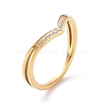 Clear Cubic Zirconia Wave Finger Ring, Ion Plating(IP) 304 Stainless Steel Jewelry for Women, Golden, US Size 5 3/4~9(16.3~18.9mm)(RJEW-D120-19G)