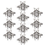 10Pcs Zinc Alloy Lapel Pin Backs for Backpack Clothes, Bee, Antique Silver, 27.5x31.5mm(JEWB-CA0001-84AS)
