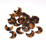 Cellulose Acetate(Resin) Pendants, Moon, Goldenrod, 29.5x24.5x2.5mm, Hole: 1.5mm(X-KY-S131D-A301)
