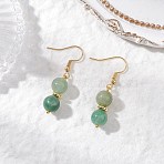 Round Natural Green Aventurine Dangle Earrings, with 304 Stainless Steel, Golden, 41x8.5mm(EJEW-JE06465)