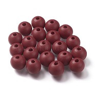 Painted Natural Wood Beads, Round, Dark Red, 16mm, Hole: 4mm(WOOD-A018-16mm-11)