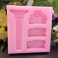 Rome Pillar Shape DIY Food Grade Silicone Molds, Fondant Molds, For DIY Cake Decoration, Chocolate, Candy, UV Resin & Epoxy Resin Jewelry Making, Random Single Color or Random Mixed Color, 100x94x15mm(X-AJEW-P046-04)
