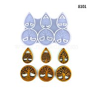 Tree of Life DIY Food Grade Silicone Pendant Molds, Resin Casting Molds, For UV Resin, Epoxy Resin Jewelry Making, Teardrop and Flat Round, White, 105x157x7mm(SIMO-PW0004-02)