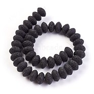 Natural Lava Rock Beads Strands, Dyed, Rondelle, Black, 15~16x9.5~9.7mm, Hole: 2.5mm, about 42pcs/strand, 15.15 inch~15.55 inch(38.5~39.5cm)(G-I220-17B-02)