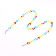 Eyeglasses Chains, Neck Strap for Eyeglasses, with Opaque Acrylic Cable Chains and Rubber Loop End, Platinum, Colorful, 25.4 inch(64.5cm)(AJEW-EH00320)
