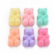 Opaque Spray Painted Acrylic Beads, Bear, Mixed Color, 20x13x9mm, Hole: 1.8mm(X-MACR-Q244-006)
