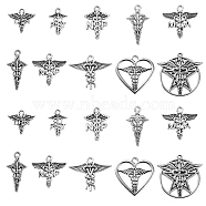 100Pcs 10 Styles Tibetan Style Alloy LPN Caduceus Medical Symbol Charms, Cadmium Free & Lead Free, Wing with Snake, Antique Silver, 14~26x12~26x1~2.5mm, Hole: 1.4mm, 10pcs/style(TIBEP-CJ0002-58)