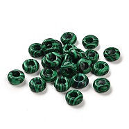 Synthetic Malachite European Beads, Large Hole Beads, Rondelle, 10x4.5~5mm, Hole: 4~4.3mm(G-R488-02K)