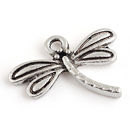 Tibetan Style Alloy Pendants, Dragonfly, Cadmium Free & Nickel Free & Lead Free, Antique Silver, 16x20x2mm, Hole: 2mm, about 970pcs/1000g(TIBE-S298-012AS-FF)