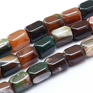 Natural Agate Beads Strands, Dyed & Heated, Column, Green, 19.5~20x14~15mm, Hole: 2mm, about 17~19pcs/strand, 14.76 inch(37.5cm)(G-L551D-09)