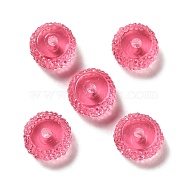 Transparent Resin Beads, Textured Rondelle, Deep Pink, 12x7mm, Hole: 2.5mm(RESI-B020-08B)