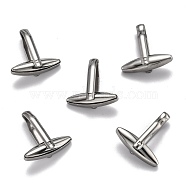 Man's 304 Stainless Steel Cufflinks Findings, Stainless Steel Color, 26x7x5mm(STAS-F267-04P)