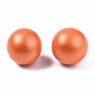 Painted Round Schima Wood Earrings for Girl Women, Stud Earrings with 316 Surgical Stainless Steel Pins, Coral, 15mm, Pin: 0.7mm(EJEW-T017-01E)