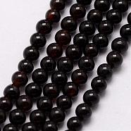Natural Black Agate Beads Strands, Round, Dyed, Black, 3~3.5mm, Hole: 0.7mm, about 115~125pcs/strand, 16 inch(G-K146-74-3mm)