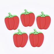 PVC Plastic Cabochons, Hot Pepper, Red, 35.5x27x3mm(PVC-T004-14)