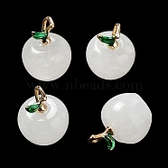 Natural Quartz Crystal Pendants, Rock Crystal Pendants, with Alloy Enamel Loops, Apple, for Teacher's Day, 16x14mm, Hole: 4x2mm(G-P499-01G-15)