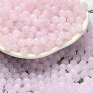 Imitation Jade Glass Seed Beads, Round, Pink, 4.5x4mm, Hole: 1mm, about 4500pcs/pound(SEED-C001-02C-01)