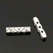 Tibetan Style Alloy Spacer Bars, Cuboid, Lead Free & Cadmium Free, Silver Color Plated, about 18mm long, 4mm wide, 5mm thick, hole: 1.5mm(X-K090U021)
