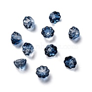 Transparent Glass Beads, Lotus Pod, Marine Blue, 10.5x6.5mm, Hole: 1.4mm(GLAA-B003-02K)