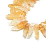 Natural Citrine Beads Strands, Top Drilled Beads, Rectangle, 20~65x7~15x6~10mm, Hole: 2mm, about 40~45pcs/strand, 15.7 inch(G-R419-23)
