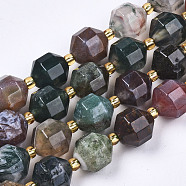 Natural Indian Agate Beads Strands, Faceted, Round, 10x9.5mm, Hole: 1.2mm, Beads: 3.5x2mm, about 32~33pcs/strand, 15.16 inch(38.5cm)(G-T131-77B)