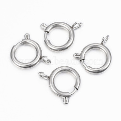 304 Stainless Steel Smooth Surface Spring Ring Clasps, Stainless Steel Color, 18.5x14x2.5mm, Hole: 3mm(STAS-H396-E-02P)