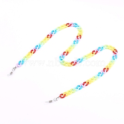 Eyeglasses Chains, Neck Strap for Eyeglasses, with Opaque Acrylic Cable Chains and Rubber Loop End, Platinum, Colorful, 25.4 inch(64.5cm)(AJEW-EH00320)